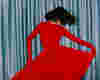 woman dancing in a red dress.