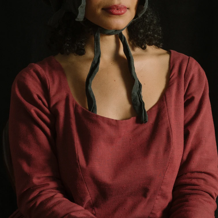 old fashioned red dress